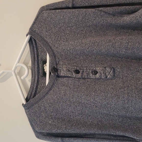 Roots Men's Top 3/4 Button down Size Large Blue Speckled - Picture 4 of 8